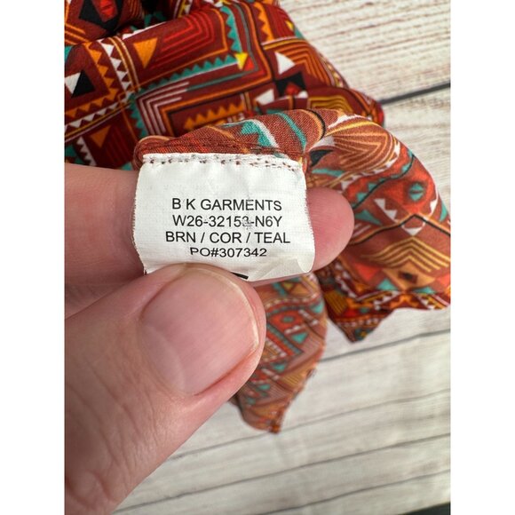 Band of Gypsies Southwest Print Mini Dress Women's Size Small Brown/Rust - Picture 6 of 9